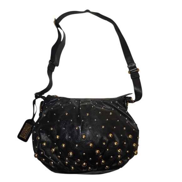 Badgley Mischka Studded Leather Hobo Bag Shoulder Bag Purse